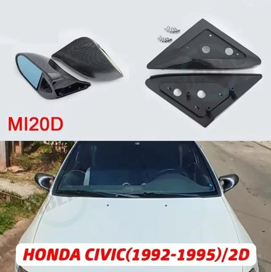 2 Pc Spoon Style Side Mirror for Honda CIVIC 2 Door 1992 - 1995 Carbon Black