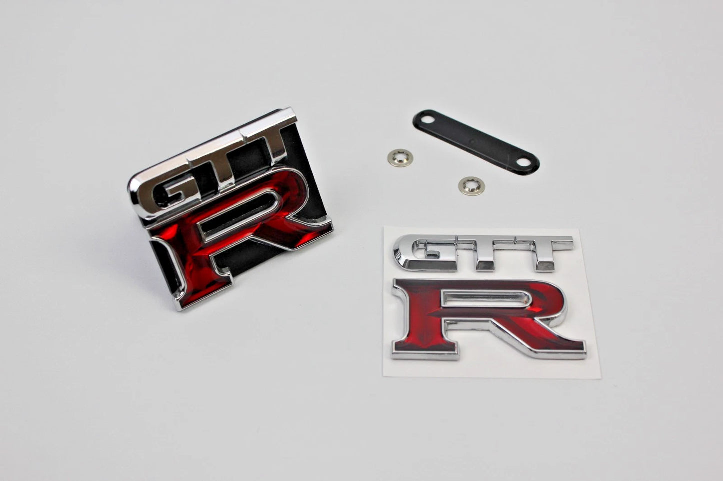 GTTR Grill & Boot Badge Emblem Silver Red for Nissan Skyline R34 GTR GTT GTST GT