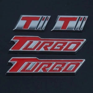 Turbo Badge Emblem Chrome Silver / Red for Honda Mitsubishi Mazda Suzuki KIA