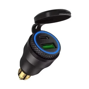 Waterproof Motorcycle USB Charger Adapter 30W QC3.0 & USB-C PD Fast Charging