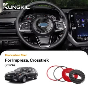 Real Soft Carbon Fiber 3PCS Steering Wheel Overlay for Subaru Crosstrek Impreza