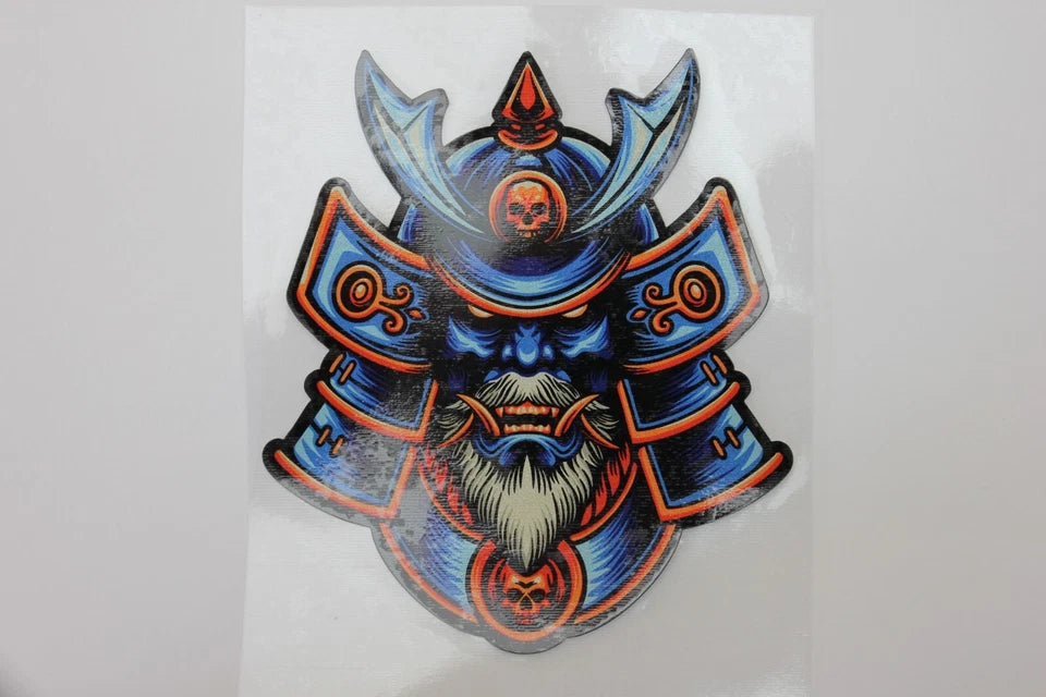 Samurai Oni Mask Blue Car Decals Sticker for Toyota Nissan Subaru Mazda Hyundai