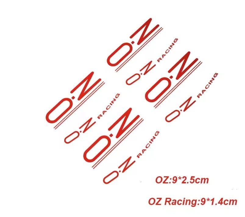 8 x O.Z Racing Red Wheel Decal Stickers Superturismo WRC F1 GT EVO Alfa Romeo