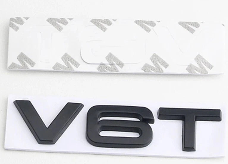 2 pcs Audi V6T Fender Badge Emblem Black for S4 RS4 A5 S5 SQ5 Turbo