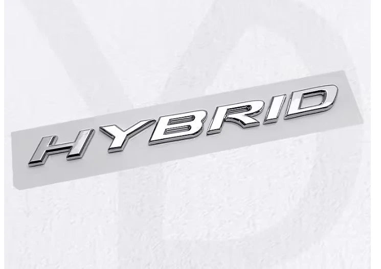 Hybrid Badge in Gloss Black Chrome Silver 186mm / 190mm x 16mm Free Post NEW AU