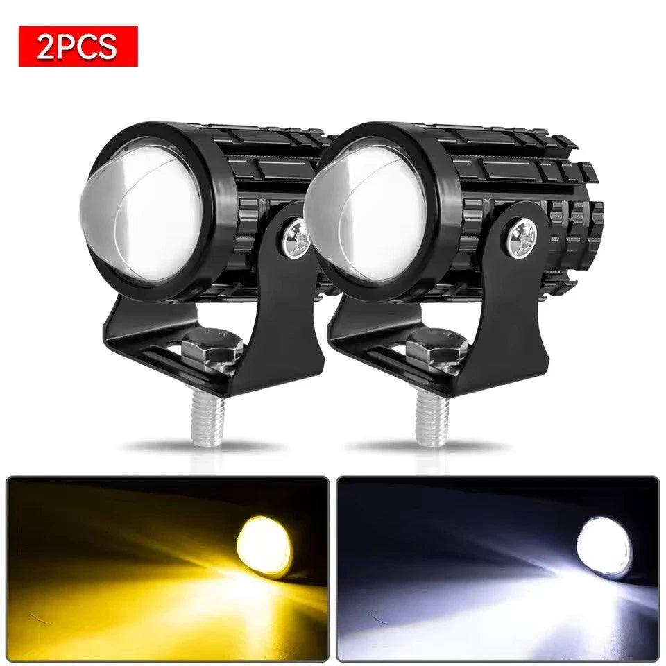 Universal Dual-Color LED Headlight Projector Lens Motorcycle & ATV Fog/Driving