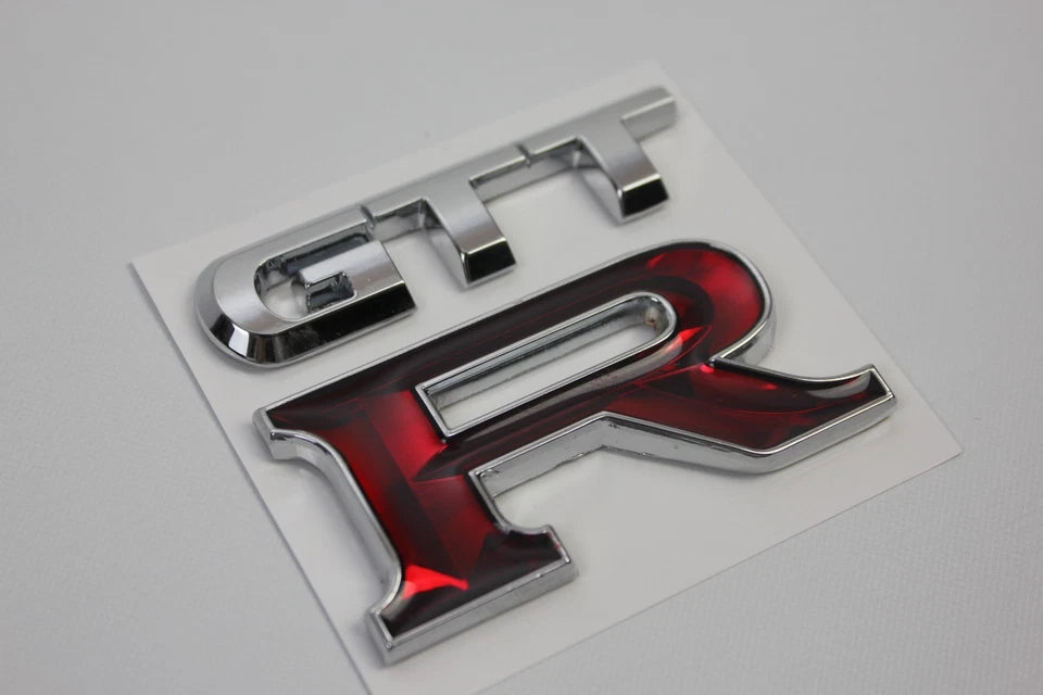 GTTR Grill & Boot Badge Emblem Silver Red for Nissan Skyline R34 GTR GTT GTST GT