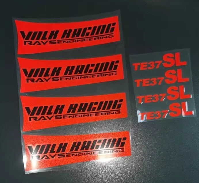4 x RAYS TE37 SL Wheel Rim Decal Stickers 130mm White Yellow Blue Green Red Pink