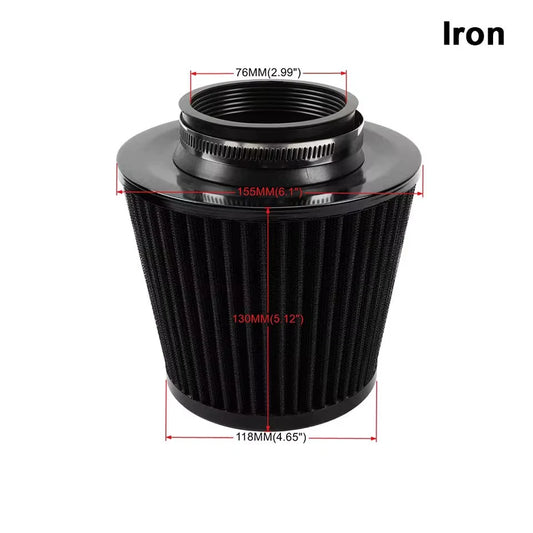 76MM 3" Air Intake Filter Induction Kit Burnt Blue Stainless Steel Mesh Cone NEW