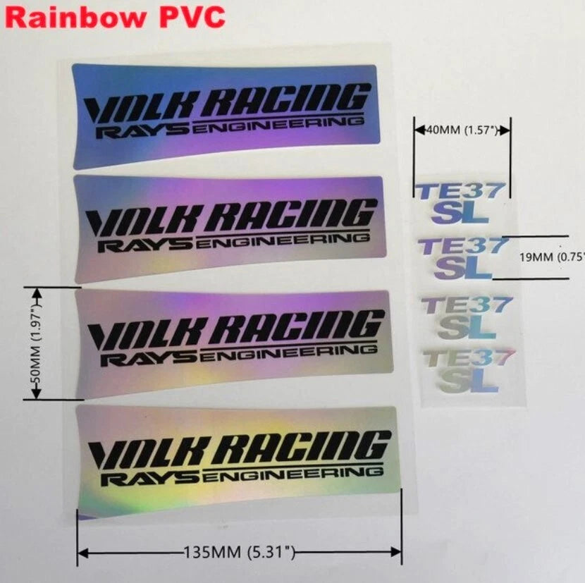 4 x RAYS TE37 SL Wheel Rim Decal Stickers 17 18 19" White Yellow Blue Green Red