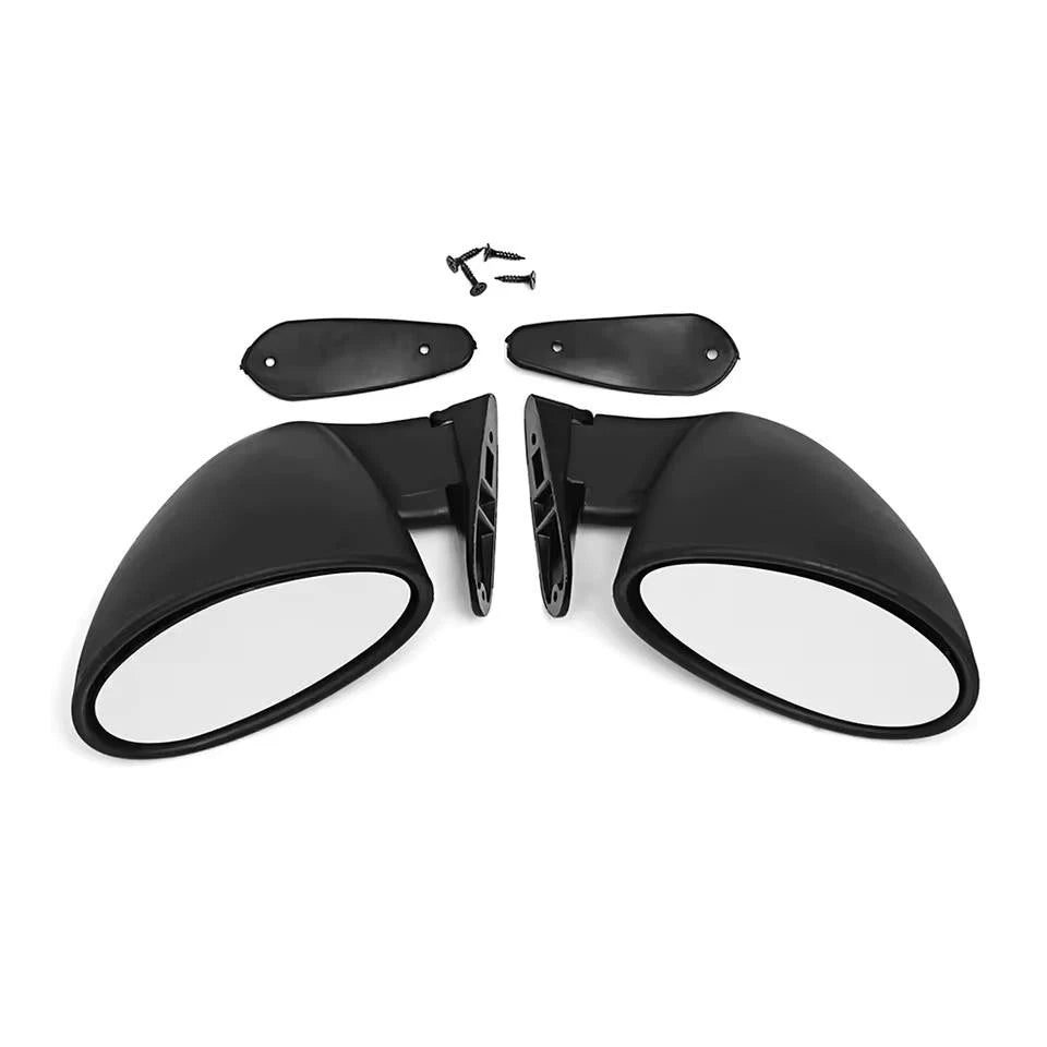 California Bullet Retro Side Rear View Mirrors Universal Bolt On Carbon Black
