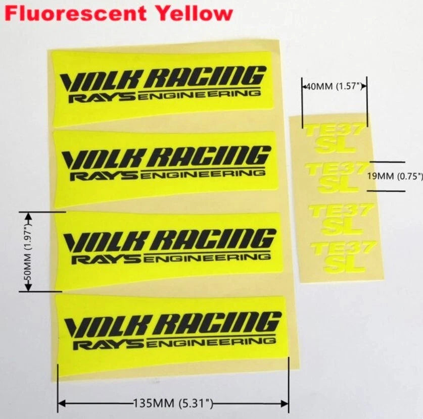 4 x RAYS TE37 SL Wheel Rim Decal Stickers 17 18 19" White Yellow Blue Green Red
