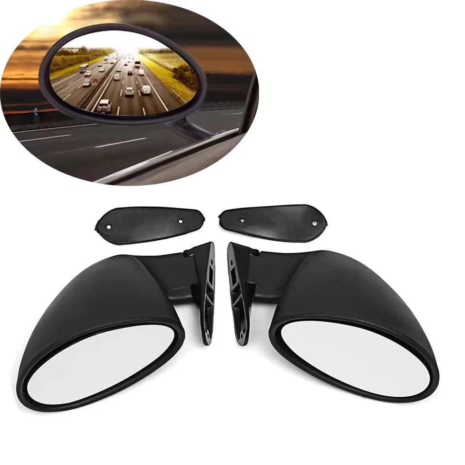 California Bullet Retro Side Rear View Mirrors Universal Bolt On Carbon Black