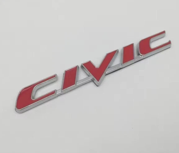 CIVIC Badge Emblem Chrome Silver / Gloss Matte Black for Honda OEM Size NEW