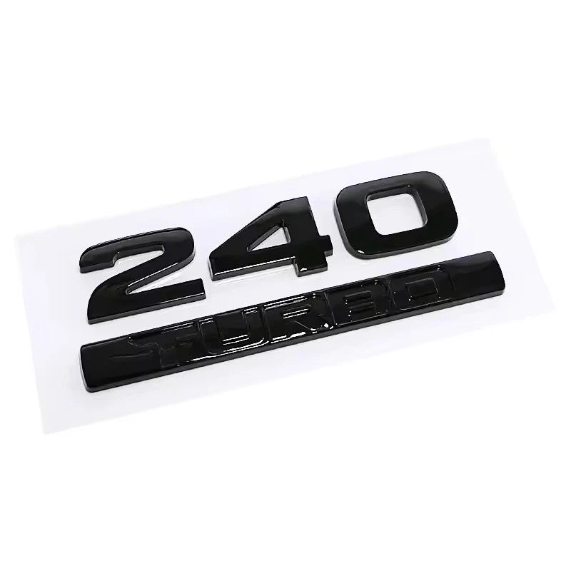 180 220 230 240 370 Turbo Silver Black Rear Trunk Boot Fender Emblem Badge