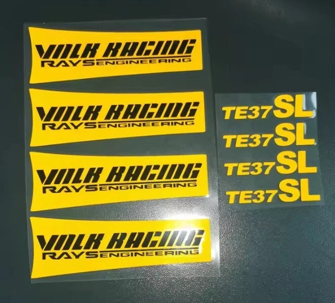 4 x RAYS TE37 SL Wheel Rim Decal Stickers 130mm White Yellow Blue Green Red Pink