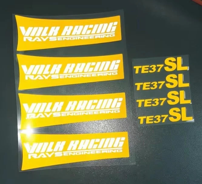 4 x RAYS TE37 SL Wheel Rim Decal Stickers 130mm White Yellow Blue Green Red Pink