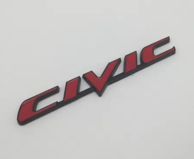 CIVIC Badge Emblem Chrome Silver / Gloss Matte Black for Honda OEM Size NEW