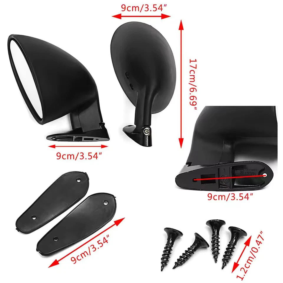 California Bullet Retro Side Rear View Mirrors Universal Bolt On Carbon Black