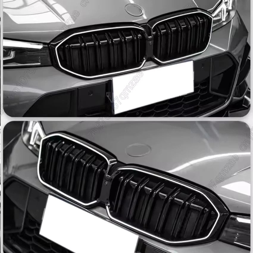2022–2024 BMW 3 Series G20 LCI LED Front Kidney Grille Racing Gloss Black ABS Plastic