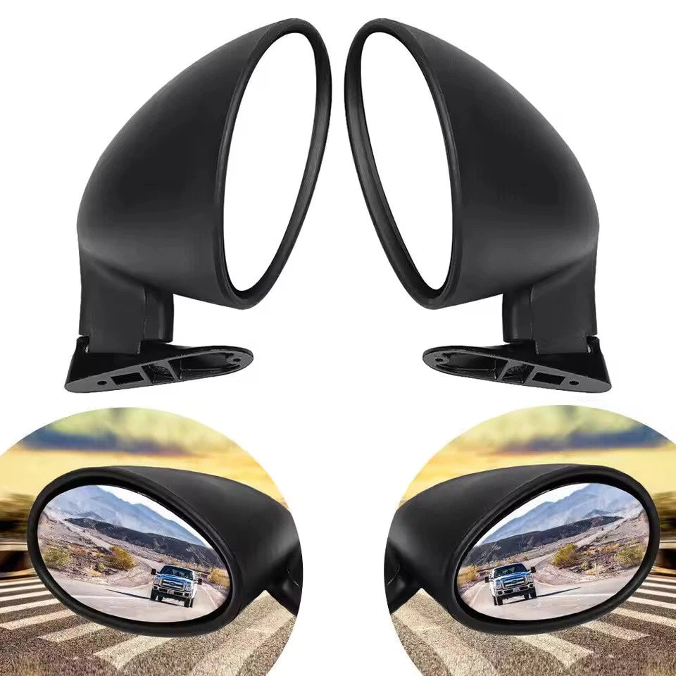 California Bullet Retro Side Rear View Mirrors Universal Bolt On Carbon Black