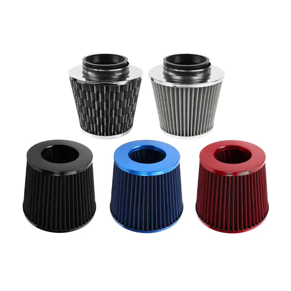 76MM 3" Air Intake Filter Induction Kit Burnt Blue Stainless Steel Mesh Cone NEW