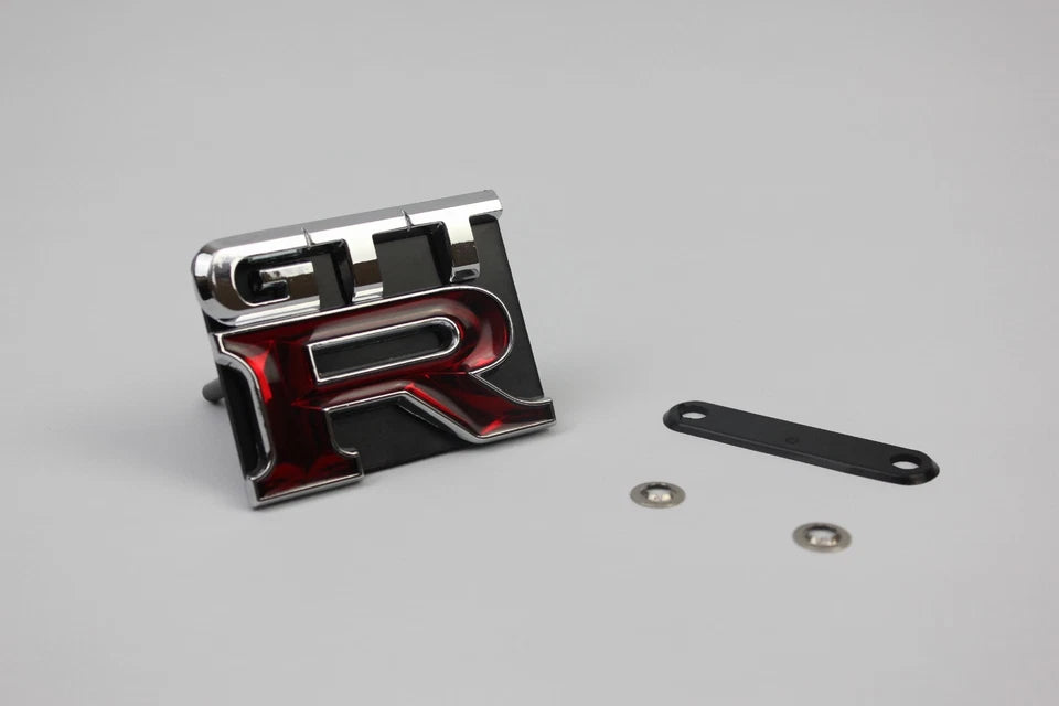 GTTR Grill & Boot Badge Emblem Silver Red for Nissan Skyline R34 GTR GTT GTST GT