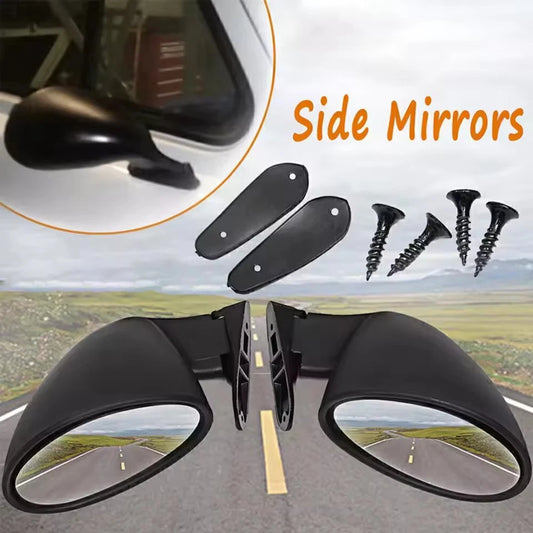 California Bullet Retro Side Rear View Mirrors Universal Bolt On Carbon Black