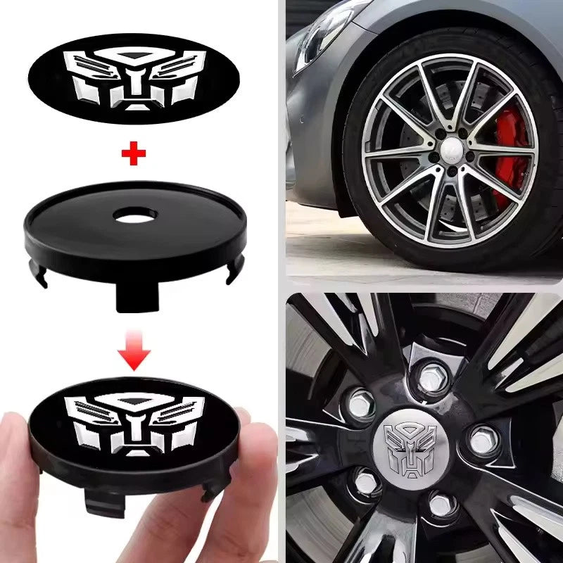 4PCS Transformers Autobots Decepticon Wheel Center Cap Hub Covers 56mm & 60mm