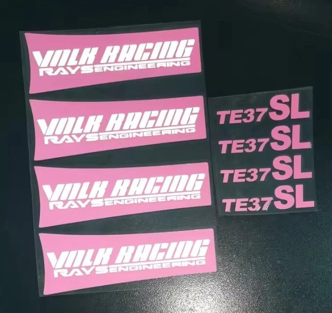 4 x RAYS TE37 SL Wheel Rim Decal Stickers 130mm White Yellow Blue Green Red Pink
