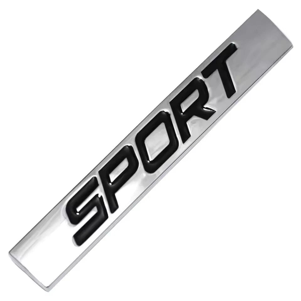 Sport Black Red Silver Badge Emblem 78mm x 12mm with Adhesive NEW