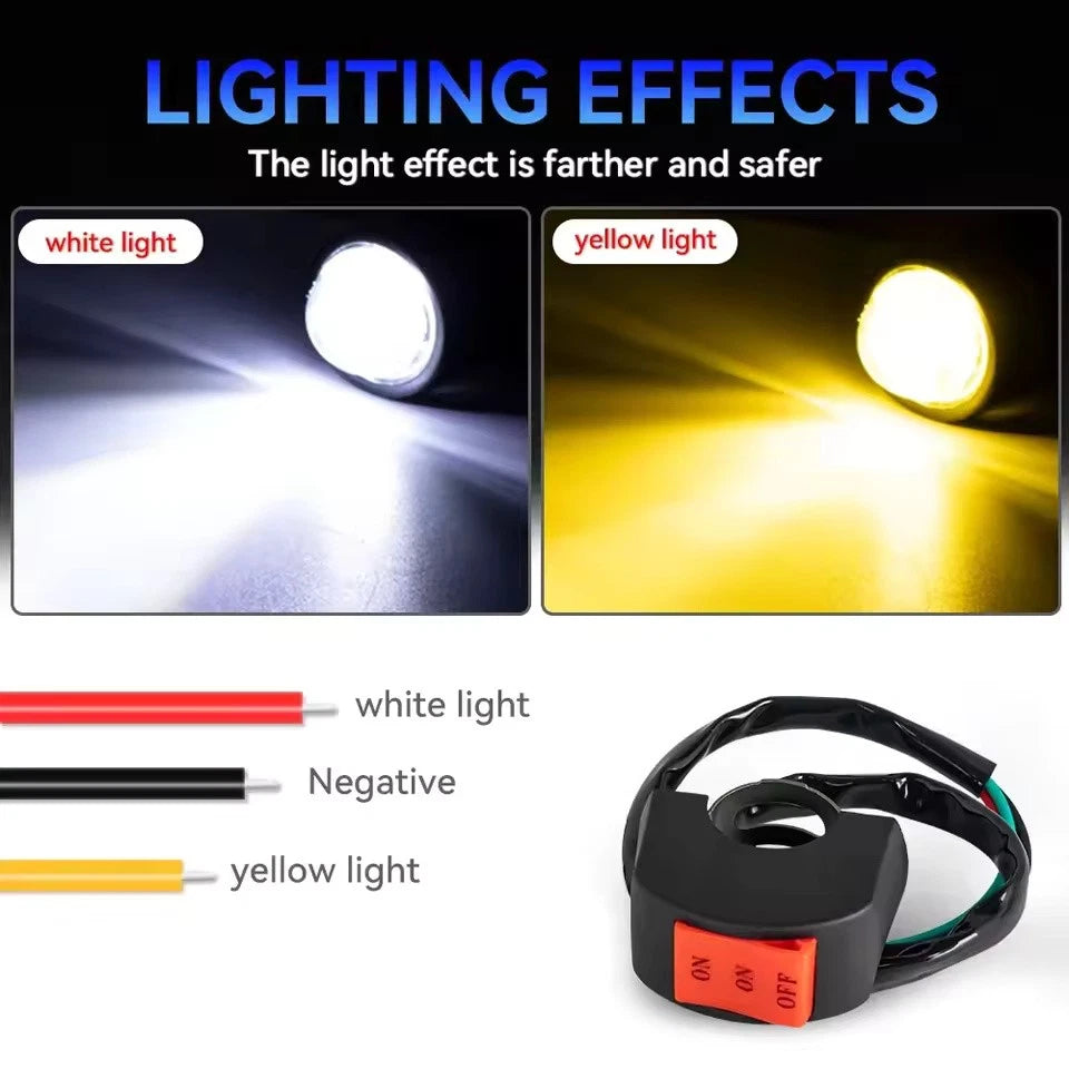 Universal Dual-Color LED Headlight Projector Lens Motorcycle & ATV Fog/Driving