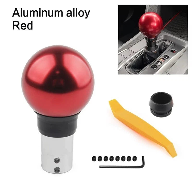 Real Carbon Ball Gear Shift Knob with Boot Adaptor Aluminium Red Black NEW