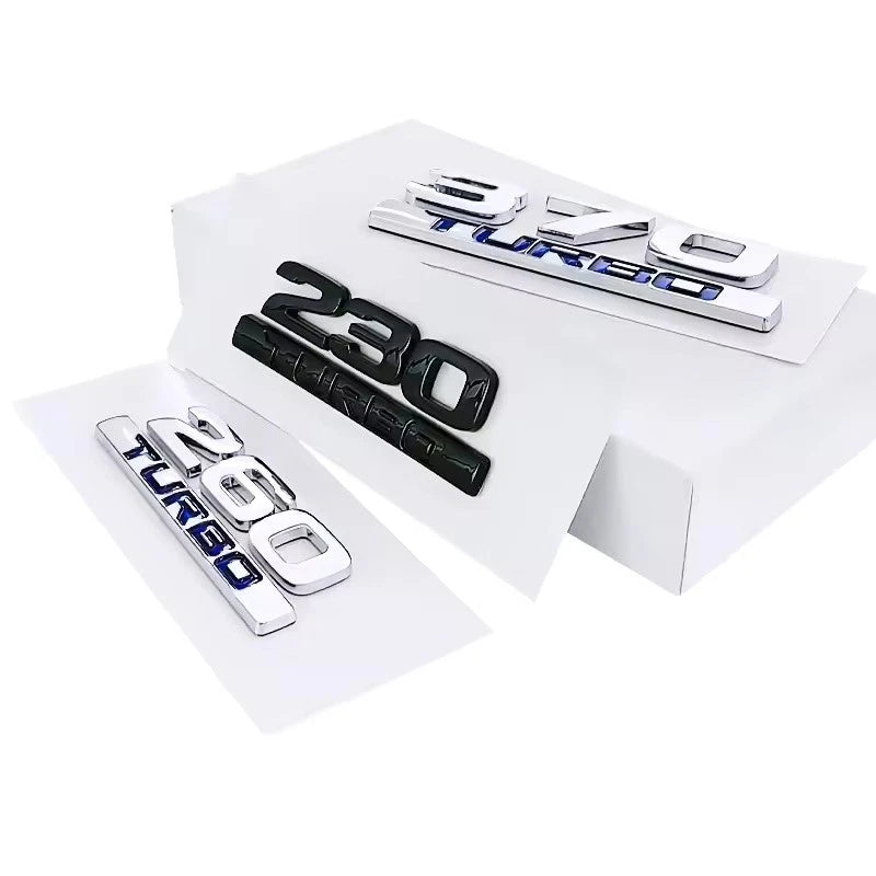 180 220 230 240 370 Turbo Silver Black Rear Trunk Boot Fender Emblem Badge