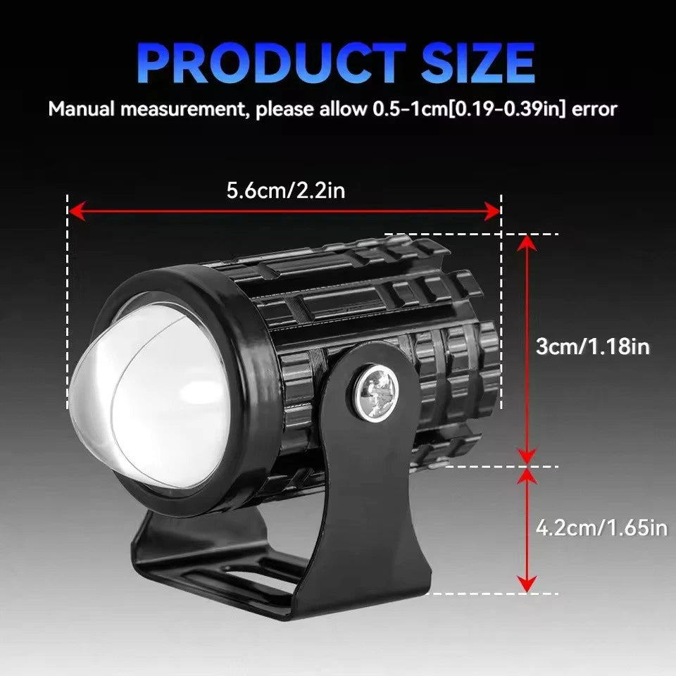 Universal Dual-Color LED Headlight Projector Lens Motorcycle & ATV Fog/Driving