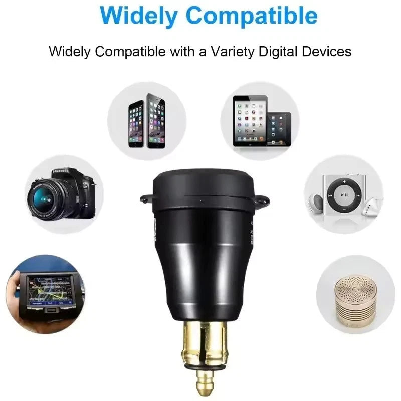 Waterproof Motorcycle USB Charger Adapter 30W QC3.0 & USB-C PD Fast Charging