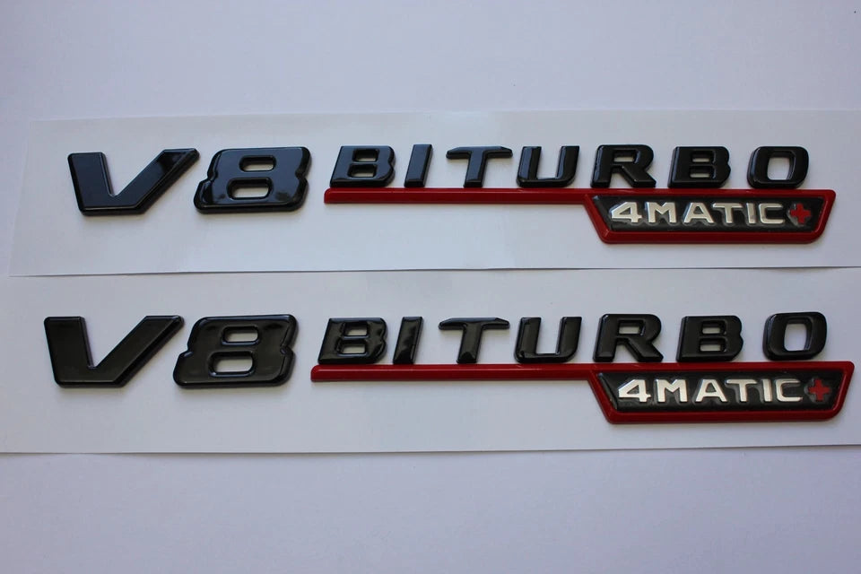 V8 Biturbo Black Badge Emblem for Mercedes AMG GLE63 GLS63 G63 GT GT63 GT55