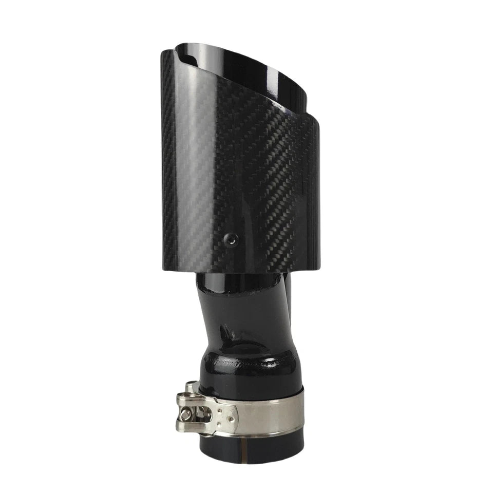 Genuine Carbon Fibre Gloss Black Twin Exhaust Tips Universal Bolt On All Sizes