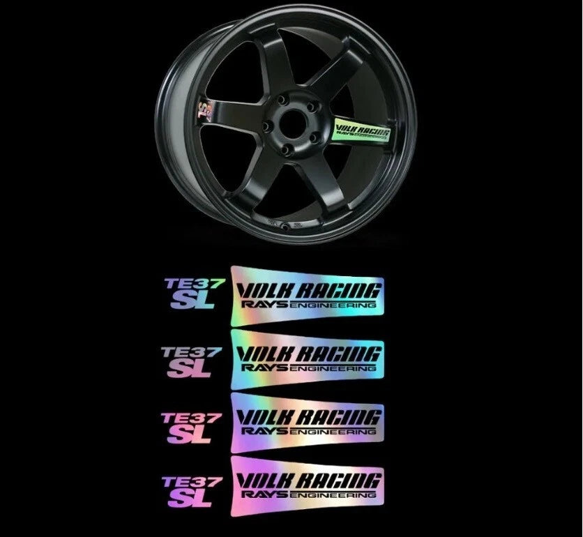 4 x RAYS TE37 SL Wheel Rim Decal Stickers 17 18 19" White Yellow Blue Green Red