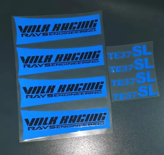 4 x RAYS TE37 SL Wheel Rim Decal Stickers 130mm White Yellow Blue Green Red Pink