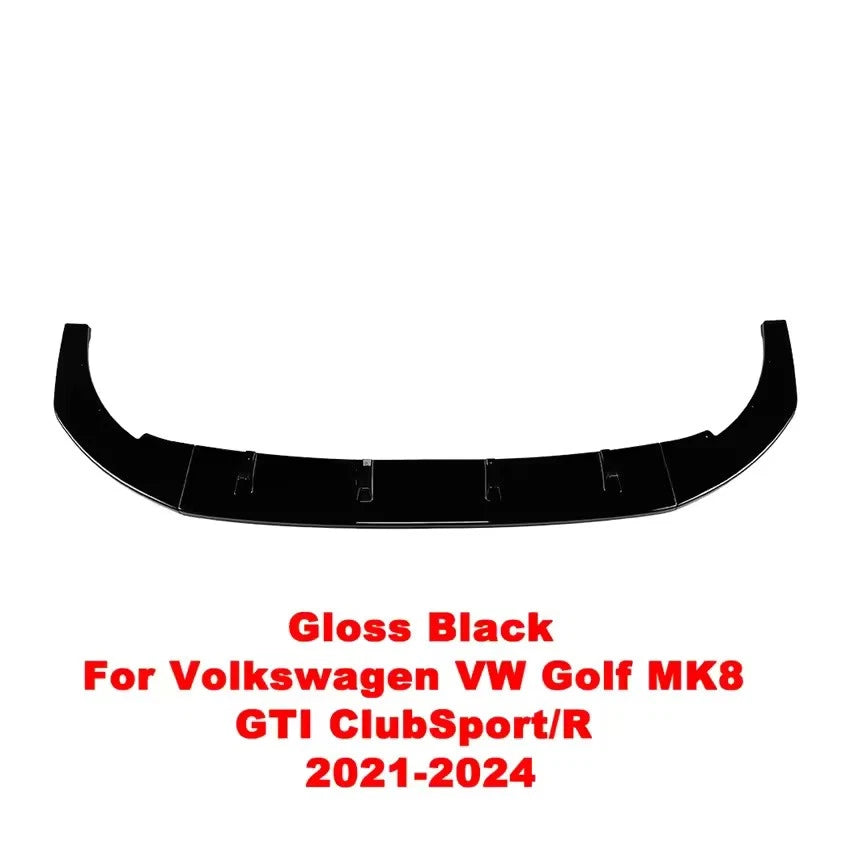 Bumper Lip Splitter Diffuser Kit 3 Pcs Gloss Black Carbon for VW Golf MK8 GTI