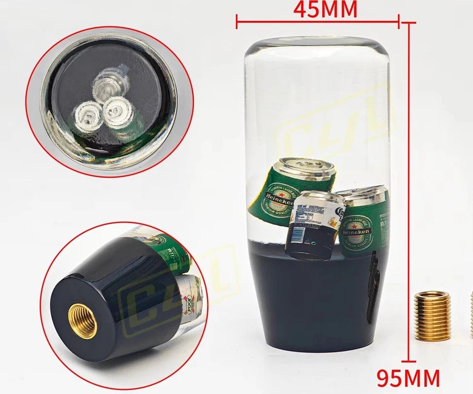JDM Beer Cans Acrylic Gear Knob M8x1.25, M10x1.25, M10x1.5 Universal Fitment