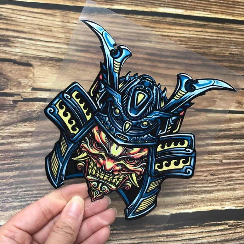 Samurai Kabuto Oni Death Mask Japan Decal Sticker JDM Car Bike Honda Yamaha BMX