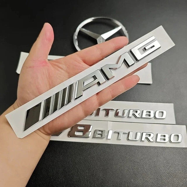 C63S Emblem Badge Set Chrome Silver for Sedan or Coupe C205 W205 Mercedes AMG
