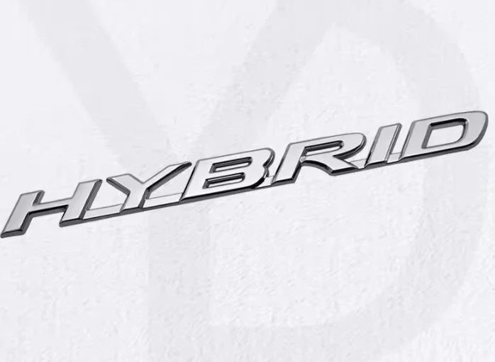 Hybrid Badge in Gloss Black Chrome Silver 186mm / 190mm x 16mm Free Post NEW AU