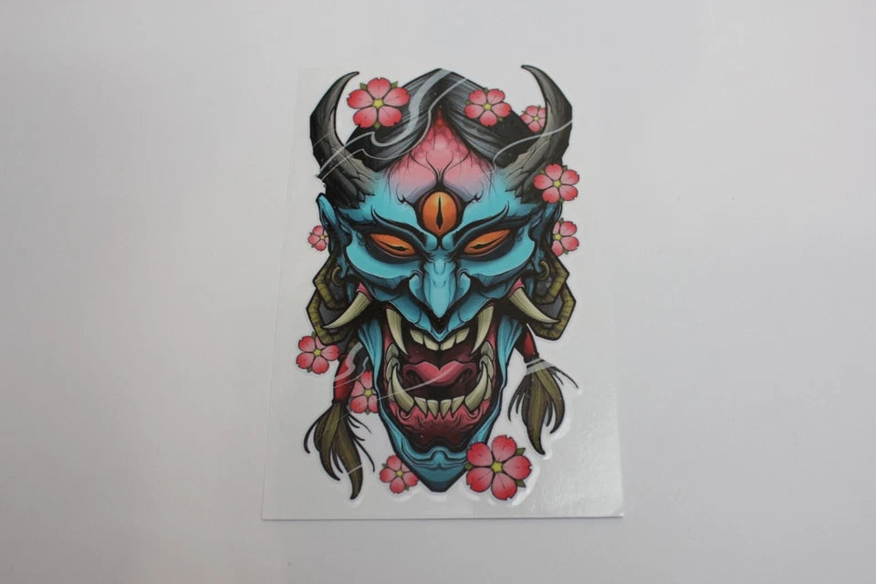 Japan Blue Three Eye Devil Oni Decal Sticker for Honda Toyota Mazda Suzuki KIA