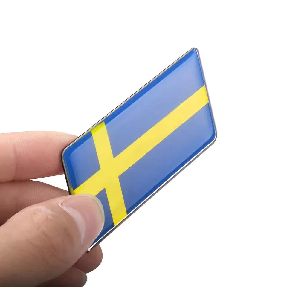 Metal Flag Car Emblem Badge Russia Italy England Ukraine German Spain France USA