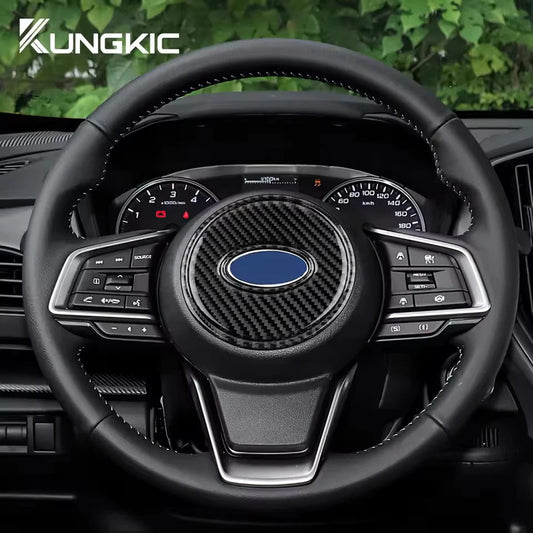 Real Soft Carbon Fiber 3PCS Steering Wheel Overlay for Subaru Crosstrek Impreza