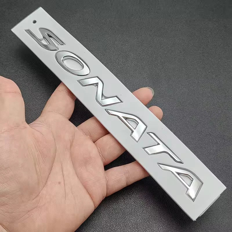 Sonata Emblem Badge Chrome Black Black Self-Adhesive Car Logo Letters