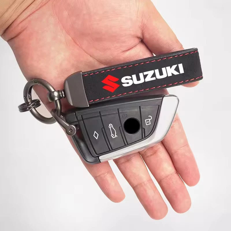 Suede Leather Black Gunmetal Keyring for Suzuki Jimny Samurai Vitara Swift